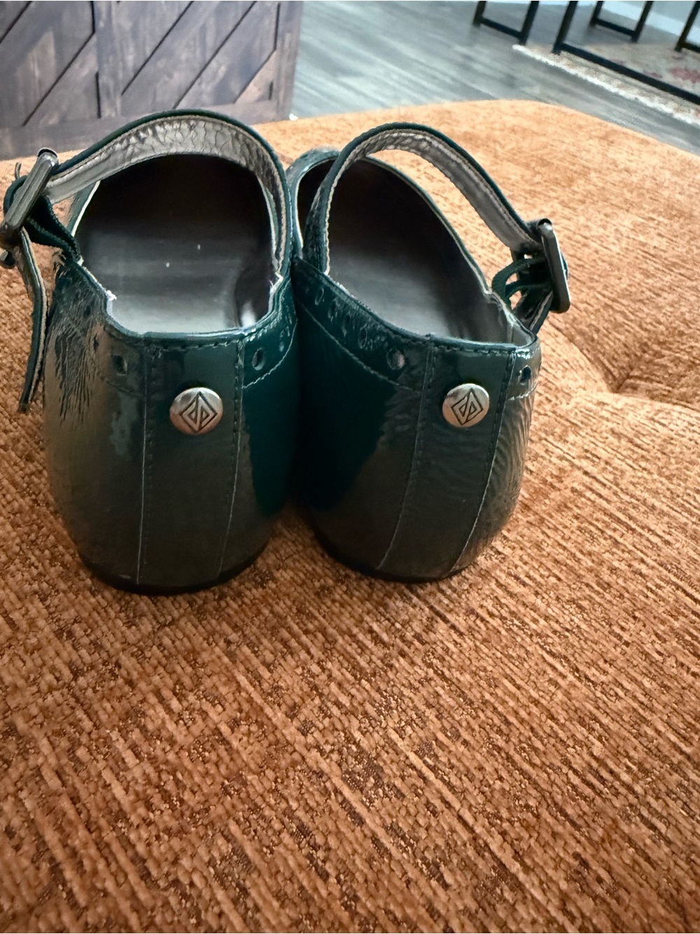 Donald J. Pliner Teal Patent Mary Jane Flats with Studded Strap - Picture 3 of 5
